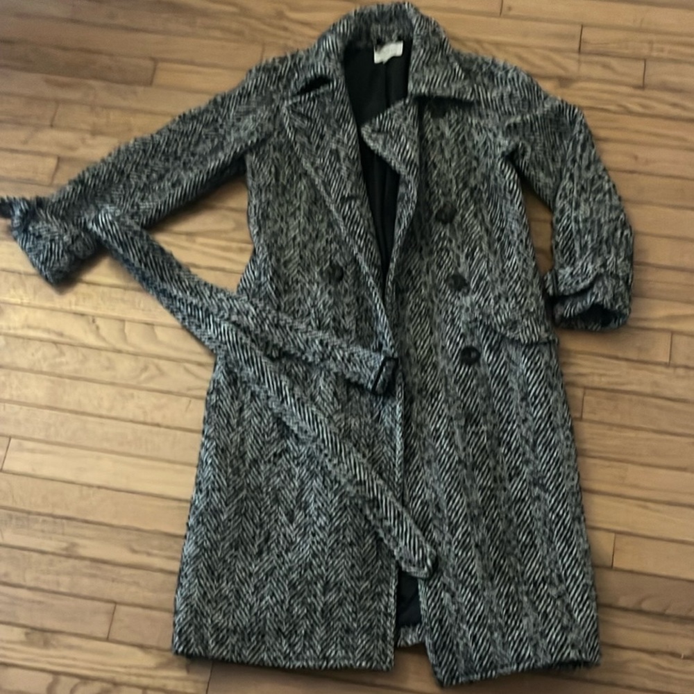 L.L. Bean Black and White Patterned Coat